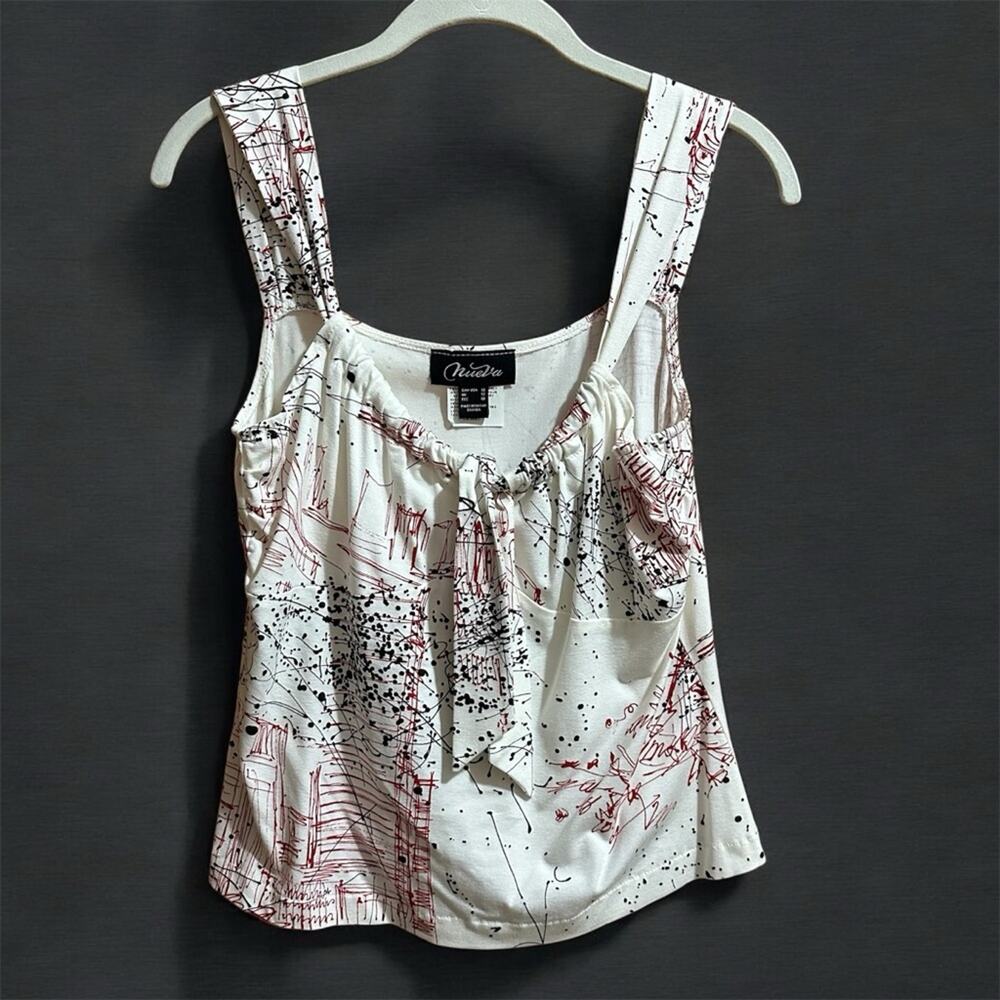 Y2K Baby Doll Tie Front Paint Splatter Whimsy Goth Vampcore Camisole - Size 10